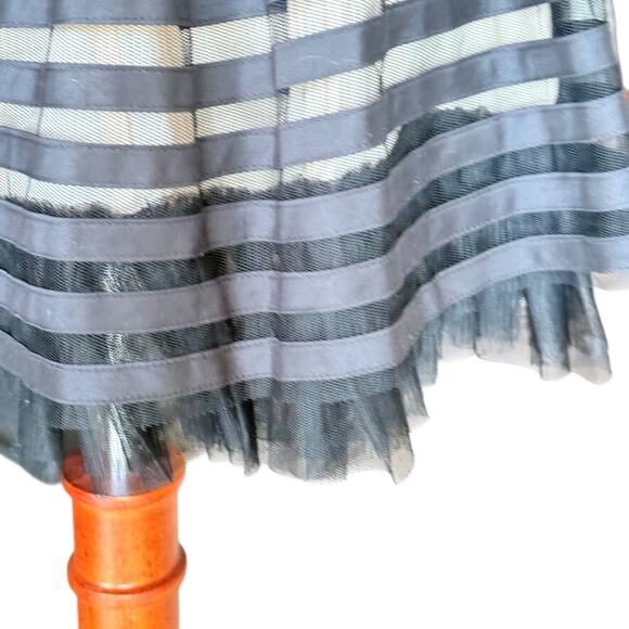 Free People Striped Tiered Tulle Mini Skirt Black Cream Lined Coquette Style 6 - Picture 6 of 10
